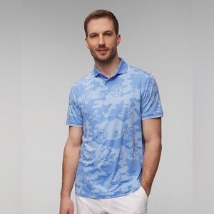 Men's light blue G/Fore Exploded Camo Tech Jersey Polo